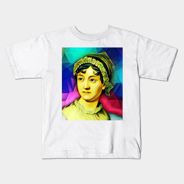 Jane Austen Colourful Portrait | Jane Austen Artwork 7 Kids T-Shirt by JustLit